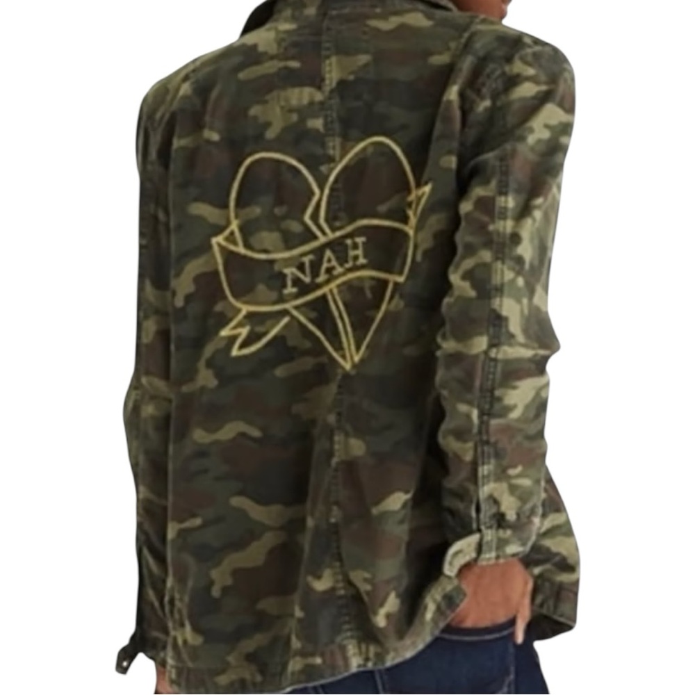American Eagle Outfitters Green Camo “NAH” Army style Jacket